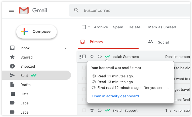 Mailtrack adds checkmarks to Gmail to show when someone opened an email.