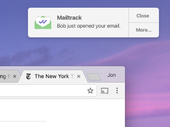 Mailtrack desktop notification